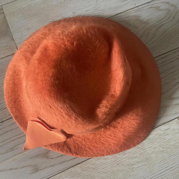 Vintage 1960’s Burnt Orange Fedora Wide Brimmed Hat - Picture 2 of 5